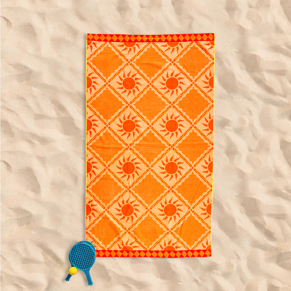 Cotton Collection Velour Sandy Shore Beach Towel-Beach Towels
