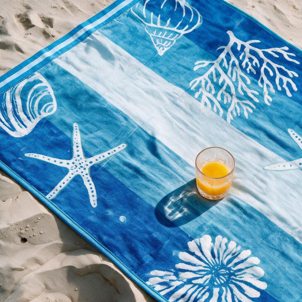 Cotton Collection Velour Seashell Reverie Beach Towel-Beach Towels
