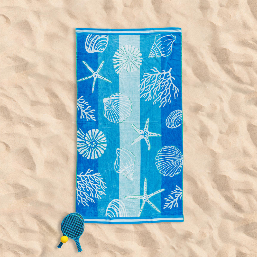 Cotton Collection Velour Seashell Reverie Beach Towel-Beach Towels