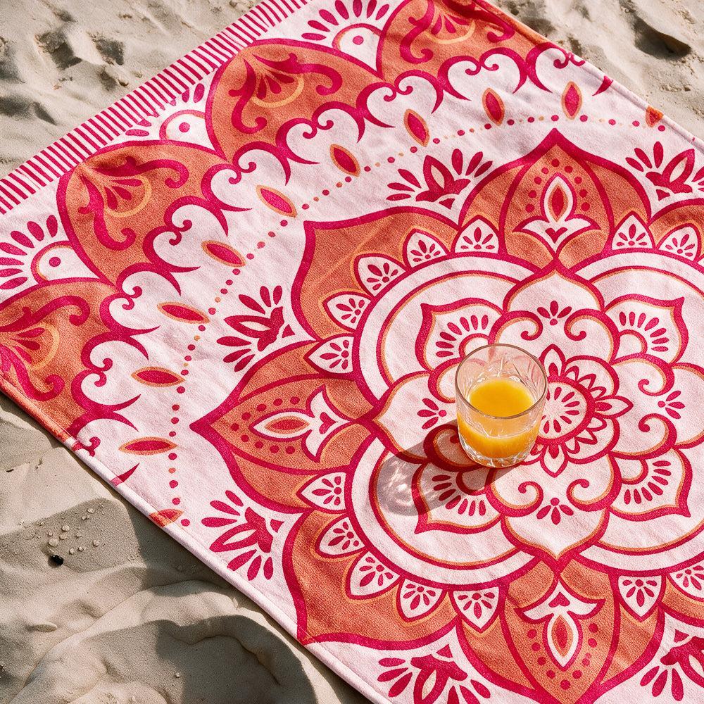 Cotton Collection Velour Sun Soul Mandala Beach Towel-Beach Towels