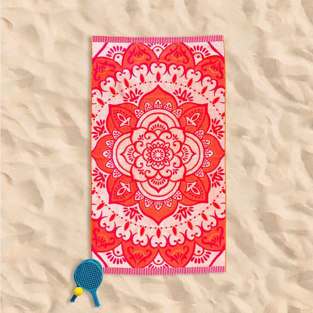 Cotton Collection Velour Sun Soul Mandala Beach Towel-Beach Towels