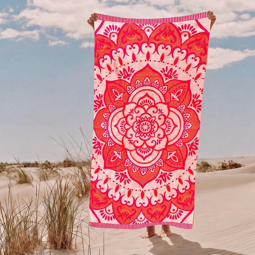 Cotton Collection Velour Sun Soul Mandala Beach Towel-Beach Towels
