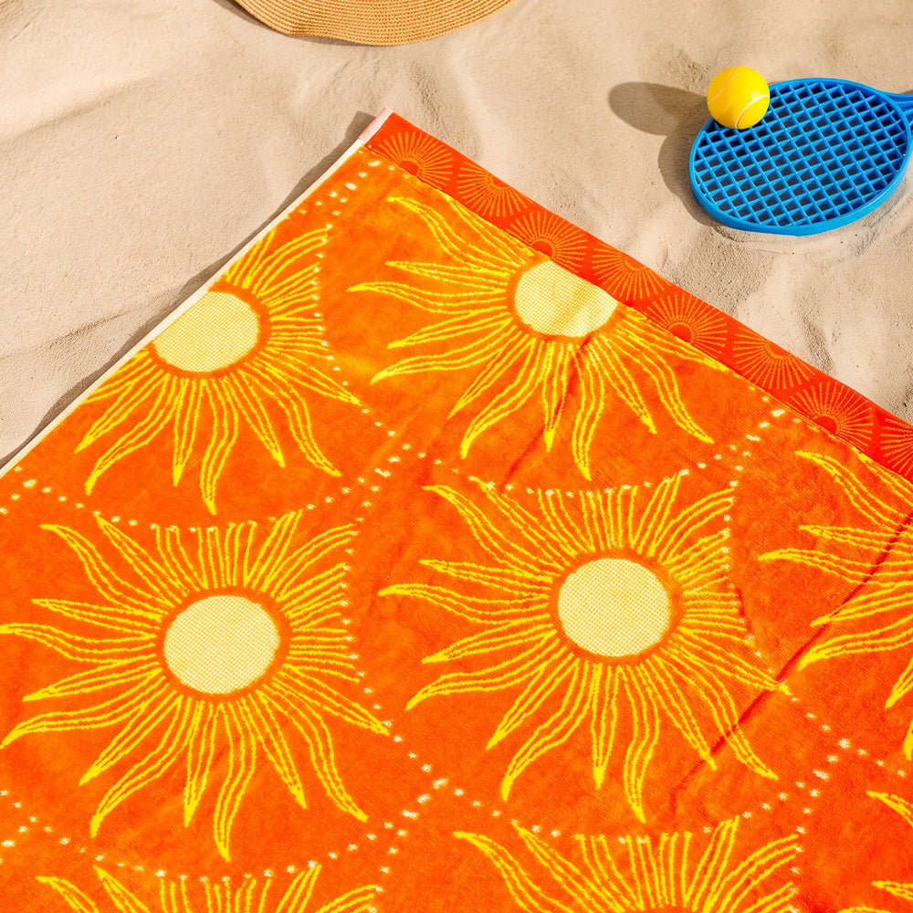 Cotton Collection Velour Sunscape Beach Towel-Beach Towels