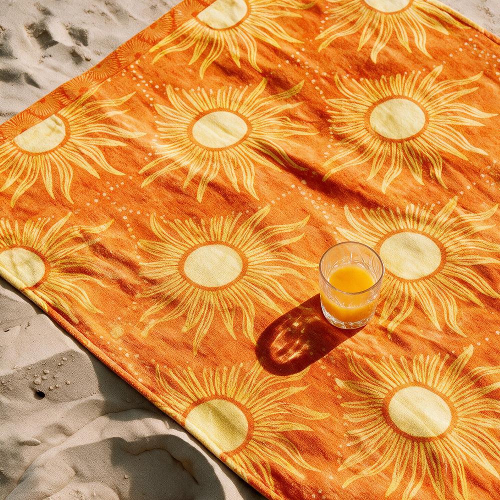 Cotton Collection Velour Sunscape Beach Towel-Beach Towels