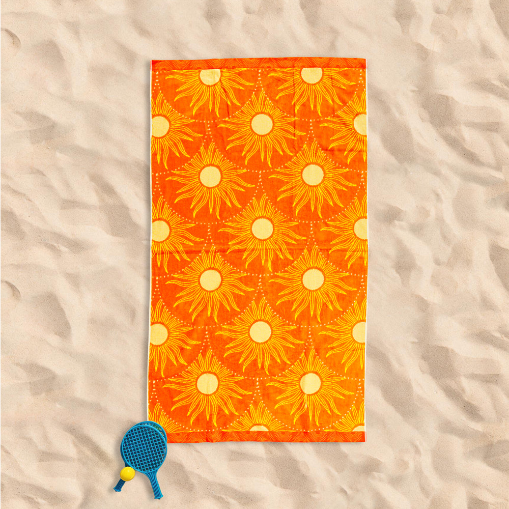 Cotton Collection Velour Sunscape Beach Towel-Beach Towels