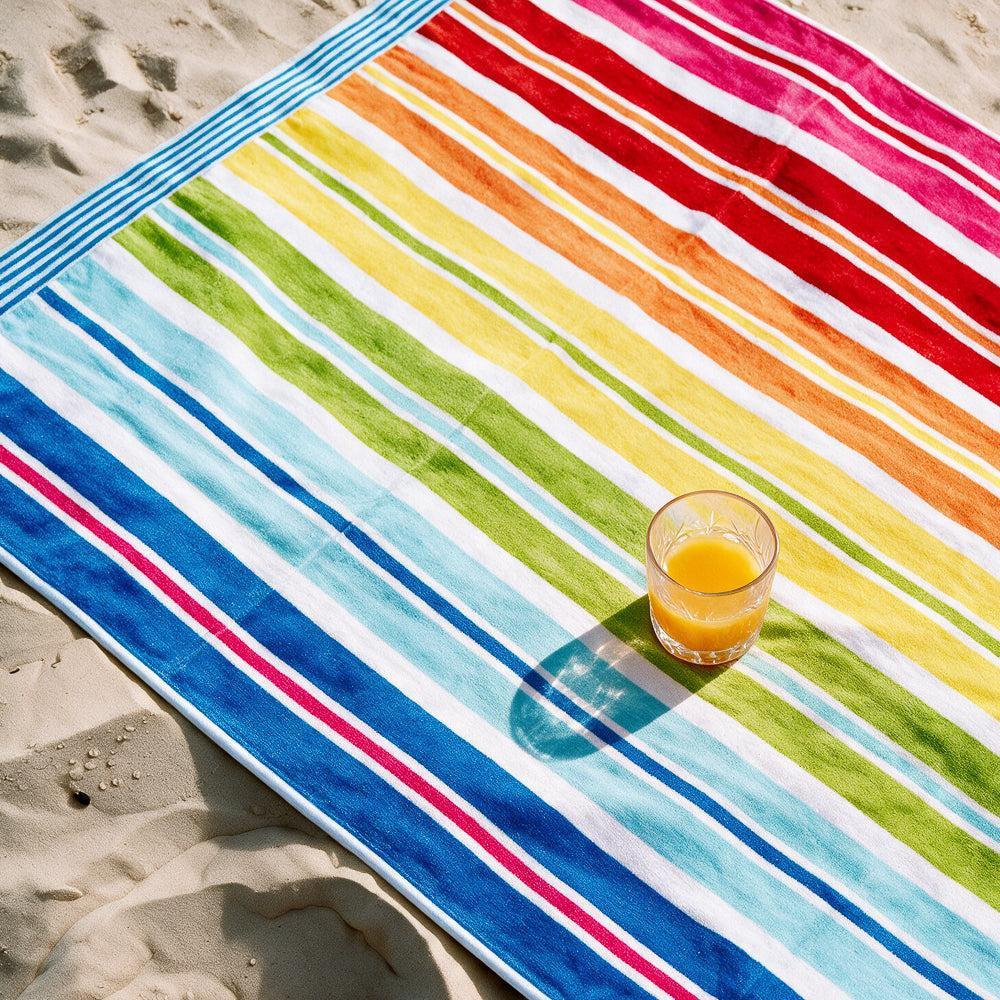 Cotton Collection Velour Tropical Tide Beach Towel-Beach Towels