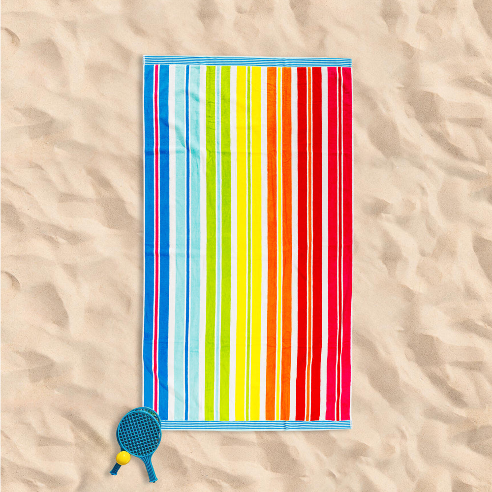 Cotton Collection Velour Tropical Tide Beach Towel-Beach Towels