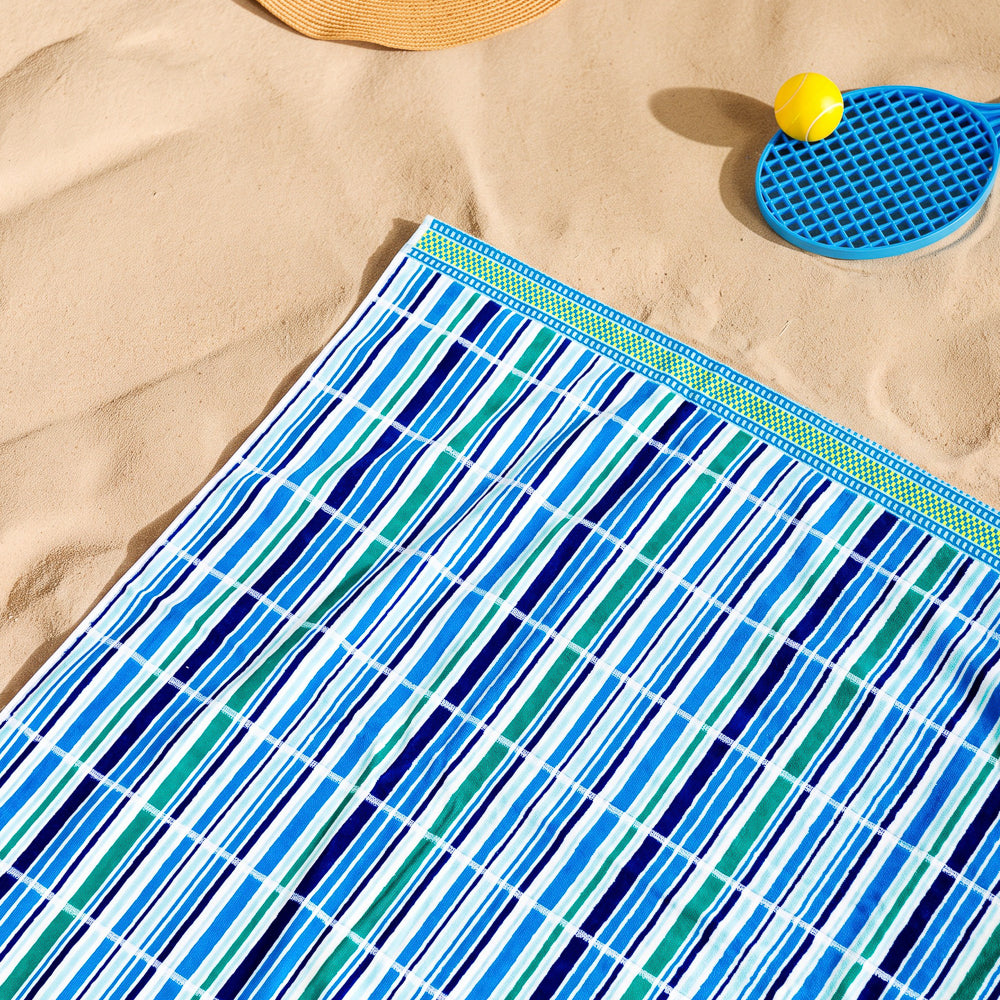 Cotton Collection Velour Wave Whisperer Beach Towel-Beach Towels