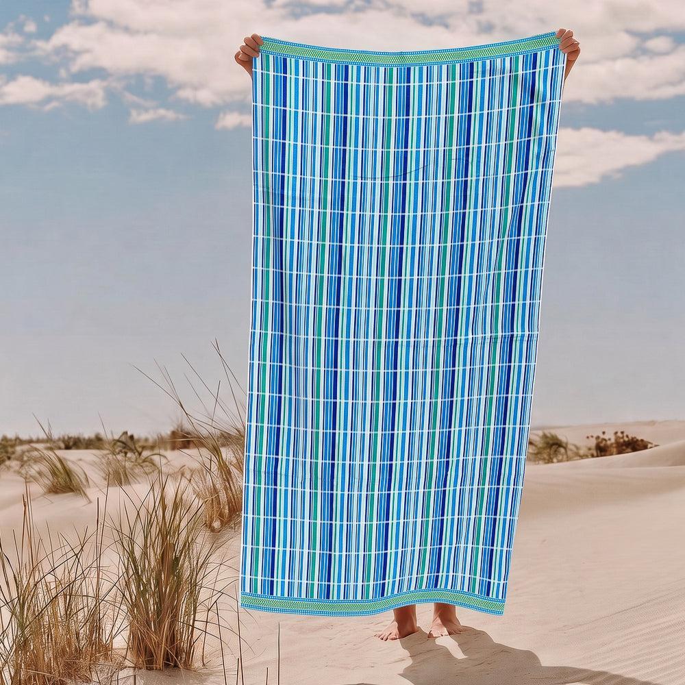 Cotton Collection Velour Wave Whisperer Beach Towel-Beach Towels