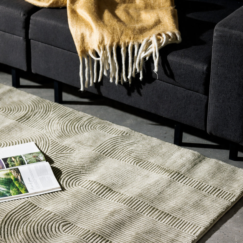 Courchevel Woven Carpet Olive Green-Carpets/Rugs