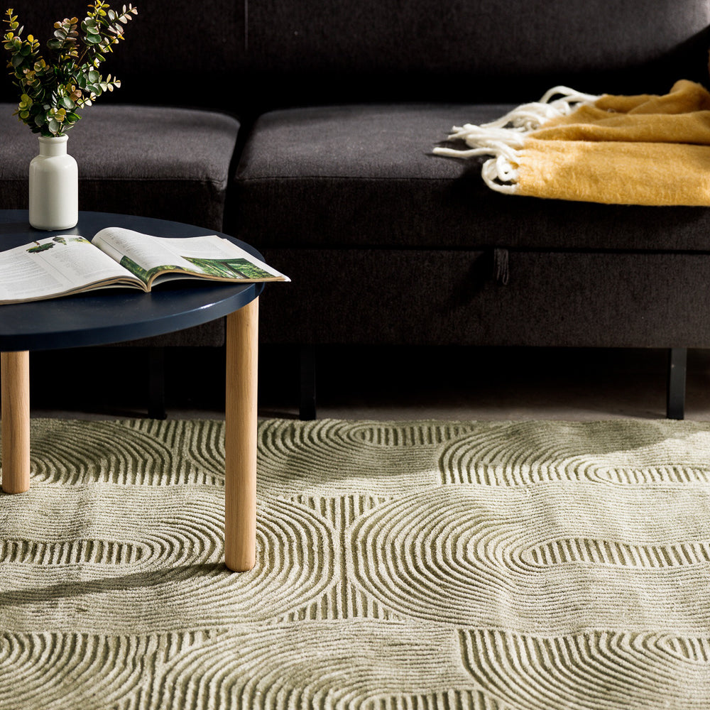 Courchevel Woven Carpet Olive Green-Carpets/Rugs