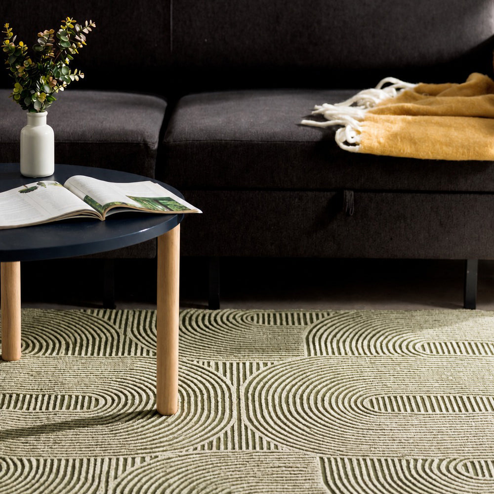 Courchevel Woven Carpet Olive Green-Carpets/Rugs