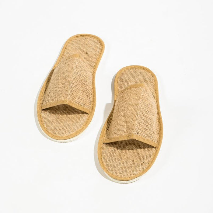Disposable Natural Jute Slippers Open-Toe Guest Amenities