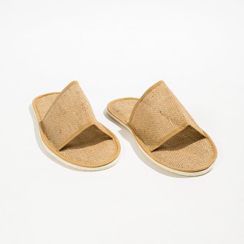 Disposable Natural Jute Slippers Open-Toe Guest Amenities