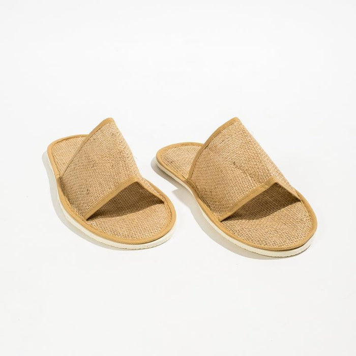 Disposable Natural Jute Slippers Open-Toe Guest Amenities