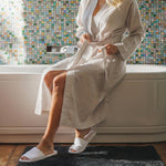 Disposable Open-toe Toweling Slippers White
