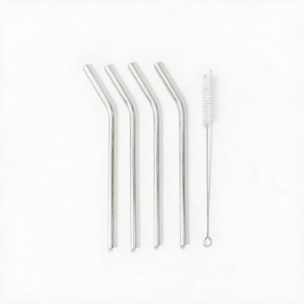 Drinking Straws set of 5 with Cleaning Brush Stainless Steel-Bar Accessories