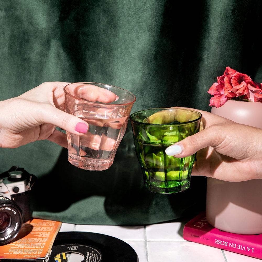Duralex Le Picardie Sunset Tumbler Green and Pink Set of 4-Glassware