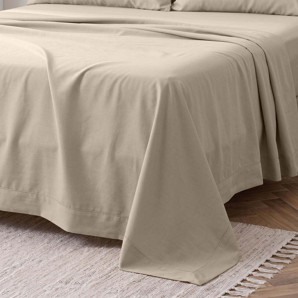Easy Care 144 Thread Count Polycotton Flat Sheet Stone-Flat Sheets