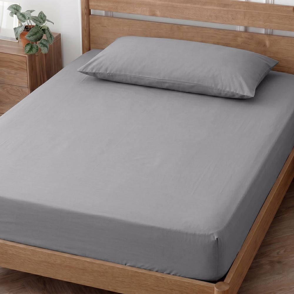 Easy Care 144 Thread Count Polycotton Pillowcase Grey-Pillowcases