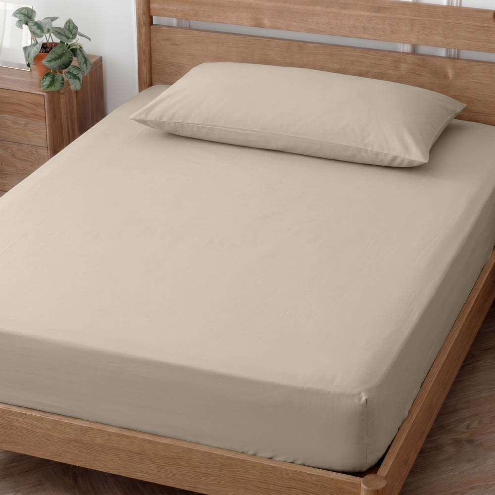 Easy Care 144 Thread Count Polycotton Pillowcase Stone-Pillowcases