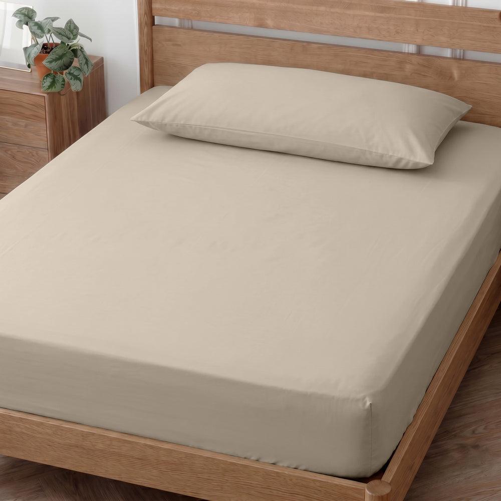 Easy Care 144 Thread Count Polycotton Pillowcase Stone-Pillowcases