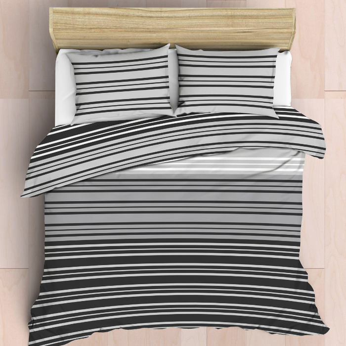 Easy Care Polycotton 144 Thread Count Duvet Cover Set - Graded Stripe