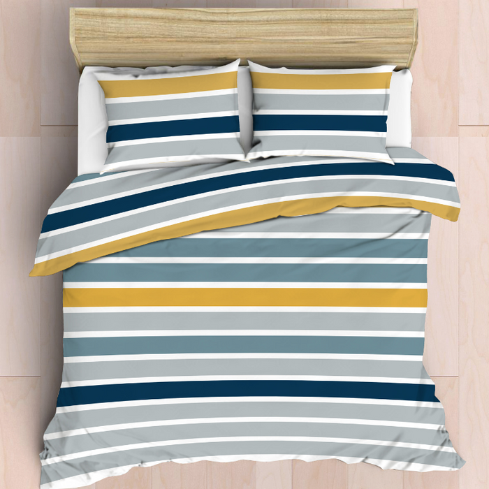 Easy Care Polycotton 144 Thread Count Duvet Cover Set - Modern Stripe