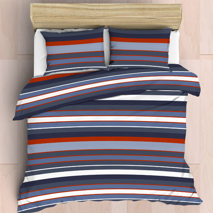 Easy Care Polycotton 144 Thread Count Duvet Cover Set - Nautical Stripe