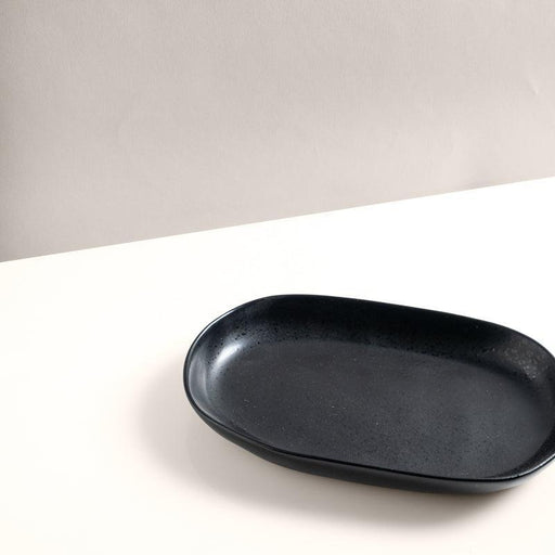 Ecology Speckle Ebony Oval Shallow Bowl - Matt Black
