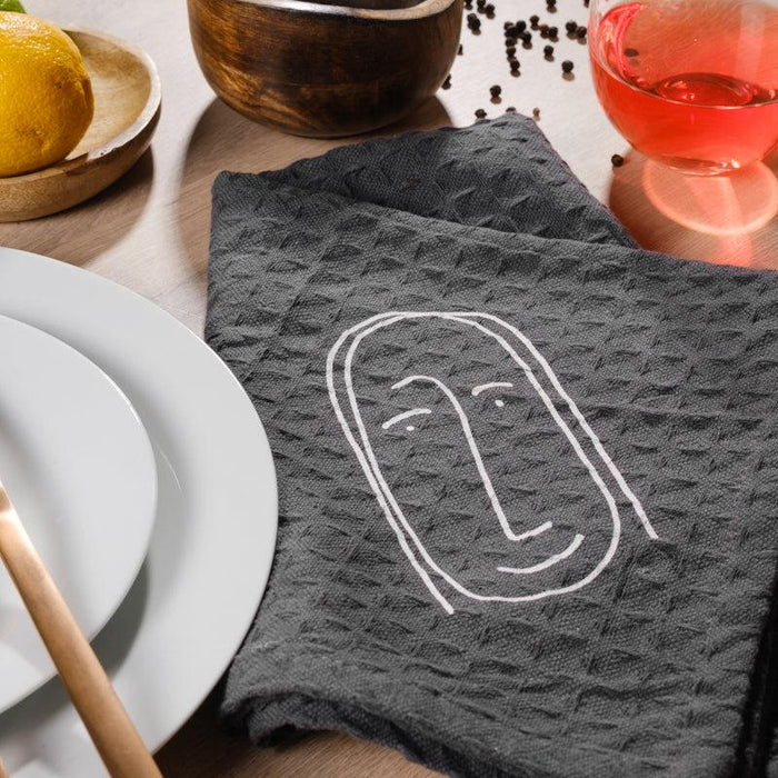 Faces of Felicity Dishcloth - charcoal