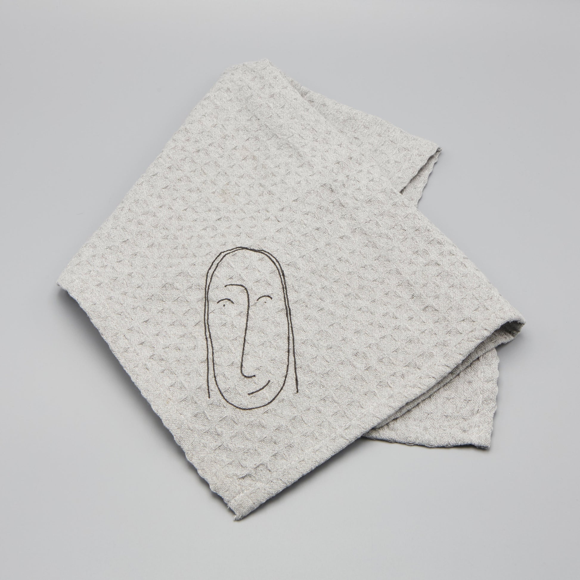 Faces of Felicity Dishcloth - light grey
