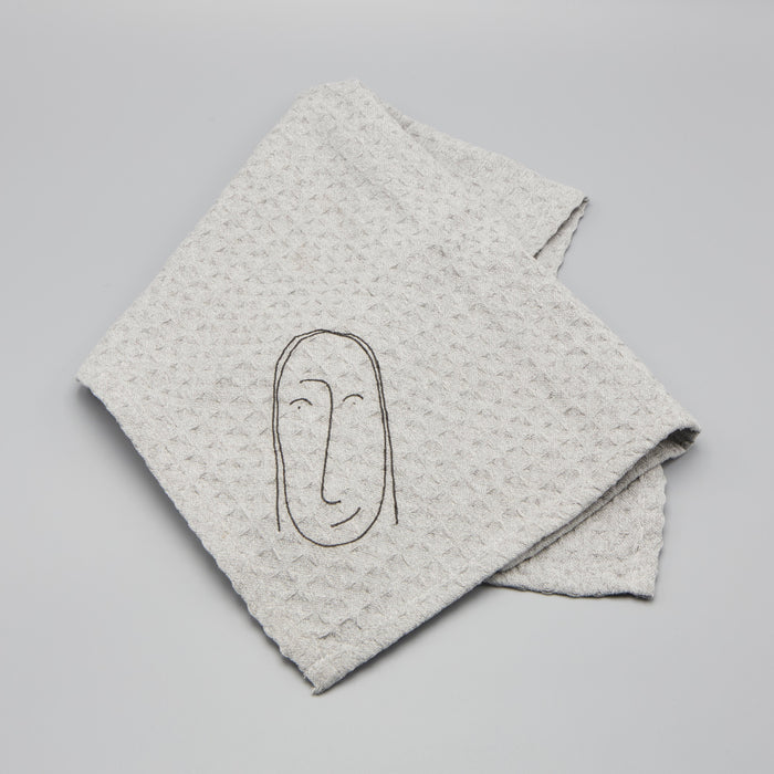 Faces of Felicity Dishcloth - light grey