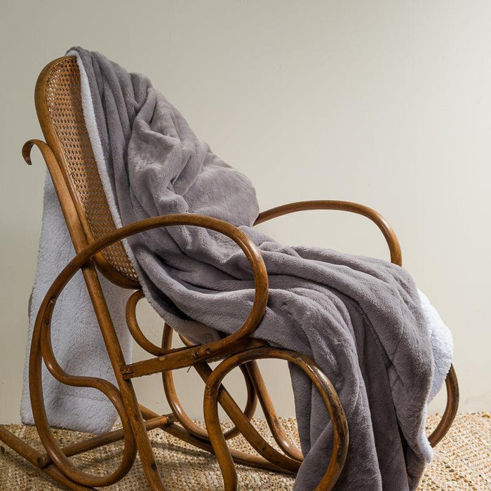 Faux Fur Rabbit Blanket Dove - Plush Grey