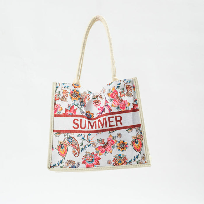 Floral Tote Bag - Pink-BEACH BAGS