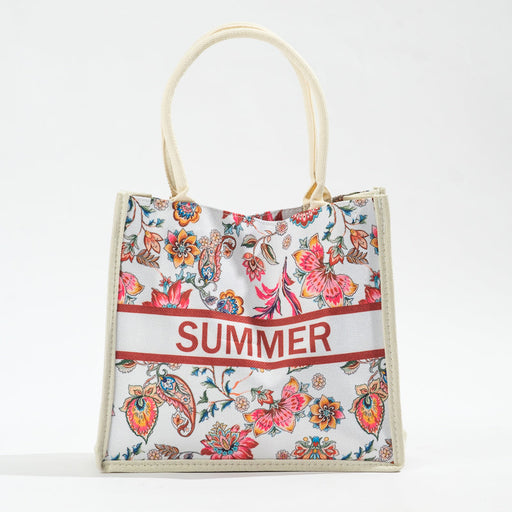 Floral Tote Bag - Pink-BEACH BAGS