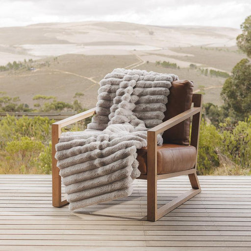 Fluted Faux Fur Blanket - Frosted Cloud-BLANKET