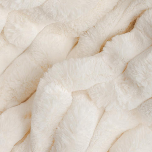 Fluted Faux Fur Blanket Ivory-Blankets