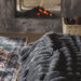Fluted Faux Fur Blanket - Storm Grey-BLANKET