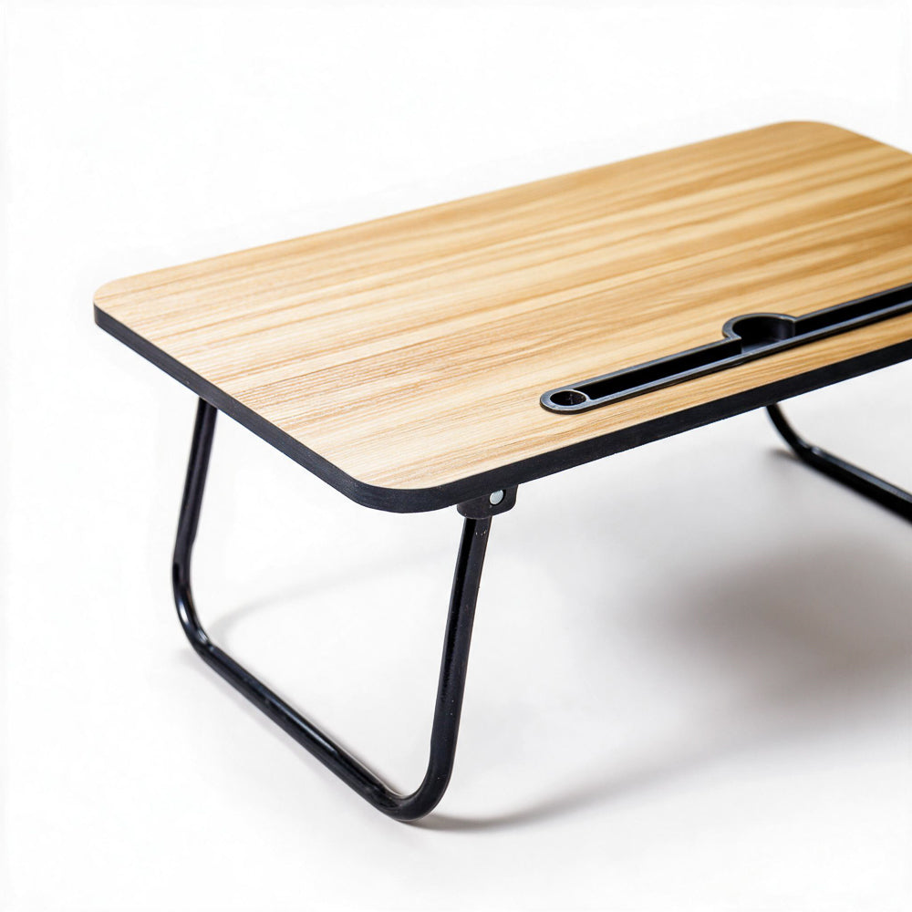 Foldable Melamine Bed Tray with Metal Legs Oak-Trays