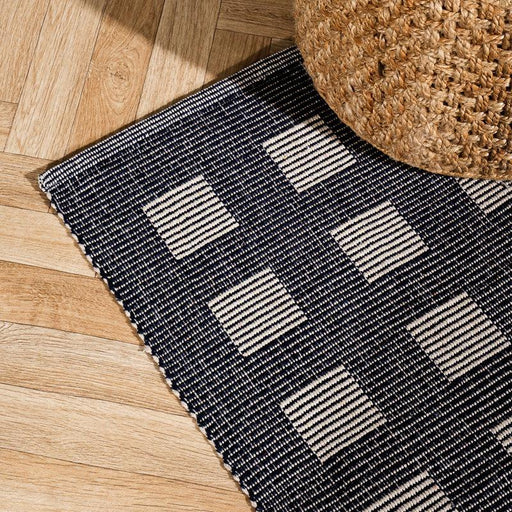 Full Box Pattern Rug Navy (60 x 120cm)-CARPET
