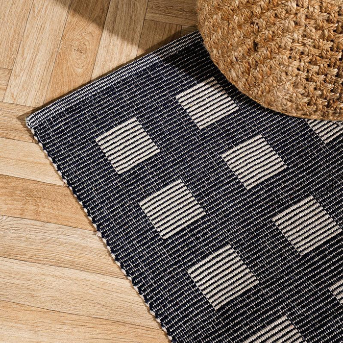 Full Box Pattern Rug Navy (60 x 120cm)-CARPET