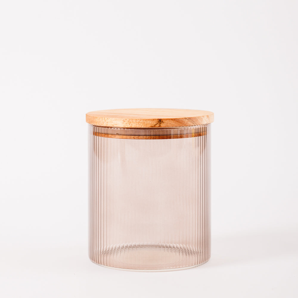 Glass Storage Canister with Wooden Lid Smoked Brown-Bar Accessories