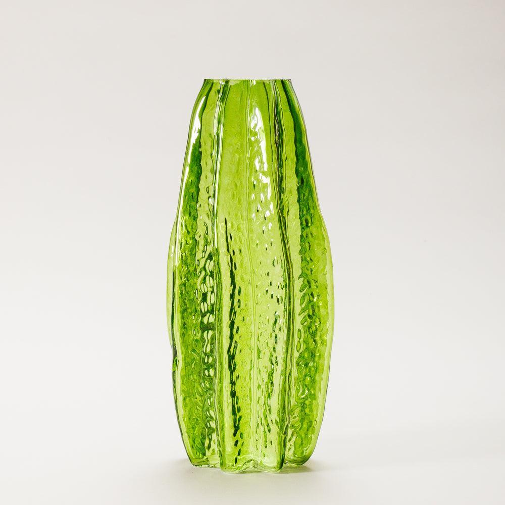 Glass Vase Carambola Shaped Bottle Green-Vases