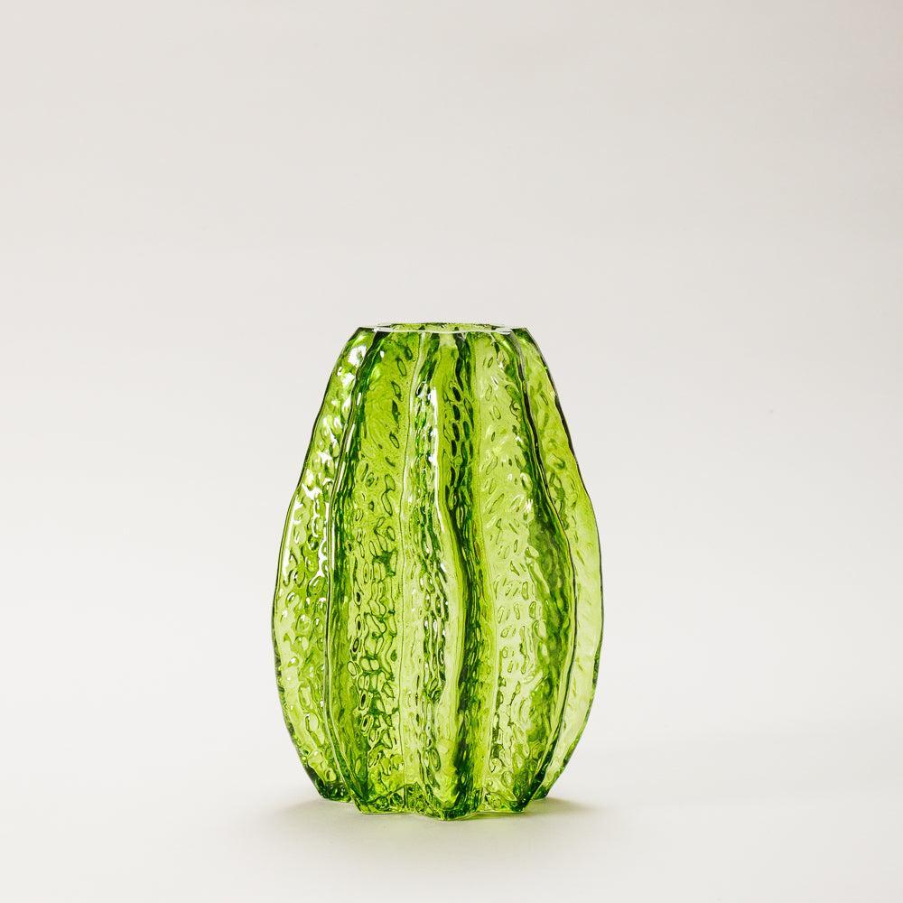 Glass Vase Carambola Shaped Bottle Green-Vases