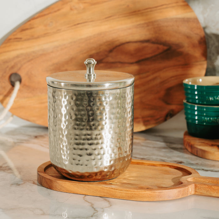 Hammered Canister with Lid Pewter-Canisters