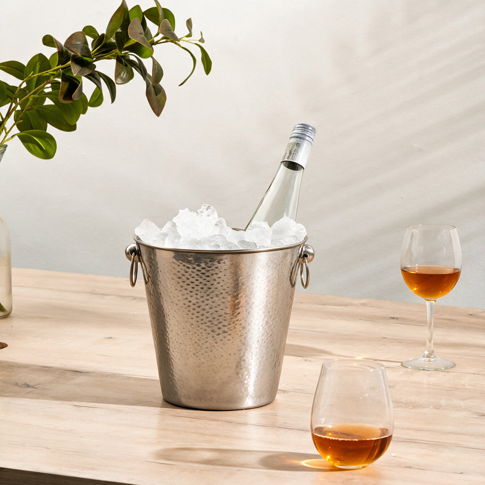 Hammered Ice Bucket Stainless Steel-Bar Accessories