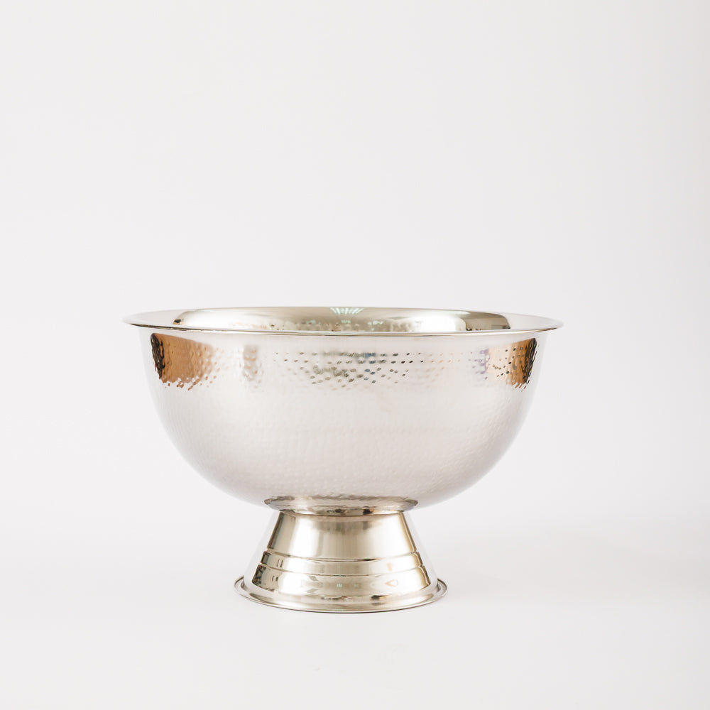 Hammered Stainless Steel Footed Champagne Cooler Silver-Bar Accessories