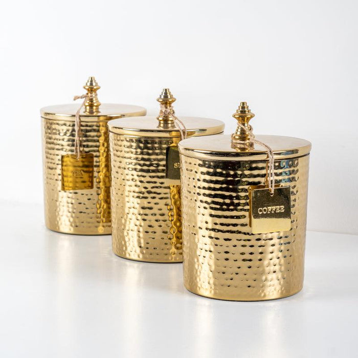 Hammered Sugar Canister - Gold