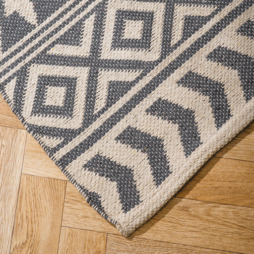 Handwoven Jacquard Rug Aztec - Dark grey (120 x 180cm)-CARPET